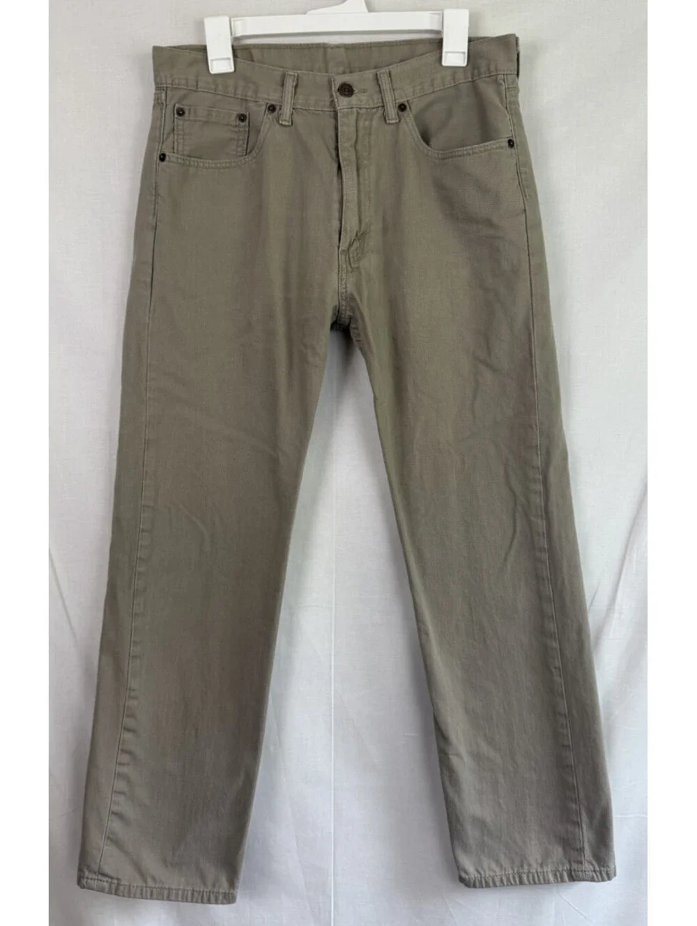 Levis 505 Mens 33 x 30 Jeans Regular Fit Straight Leg Tan White Tab
